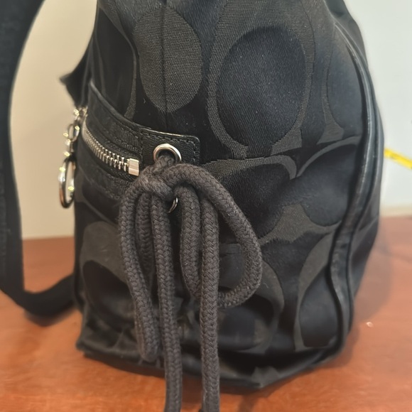 Coach, Poppy Daisy, black signature tote, red lining large - Picture 10 of 16